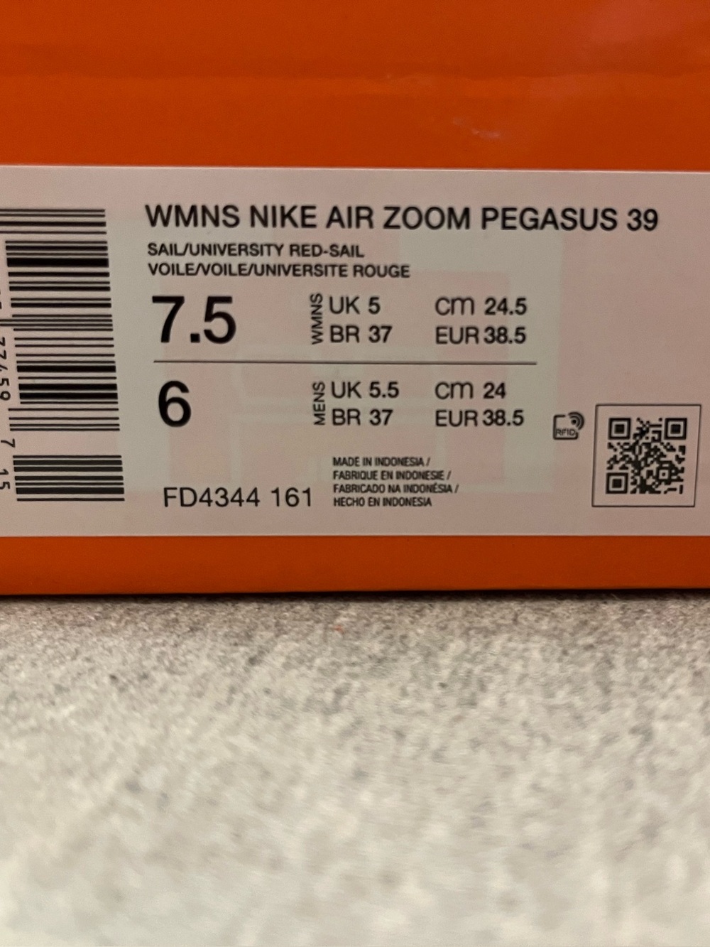 Nike Air Zoom Pegasus 39 Sail University Red Women's Shoe Size 7.5 FD4344-161 - Picture 11 of 11